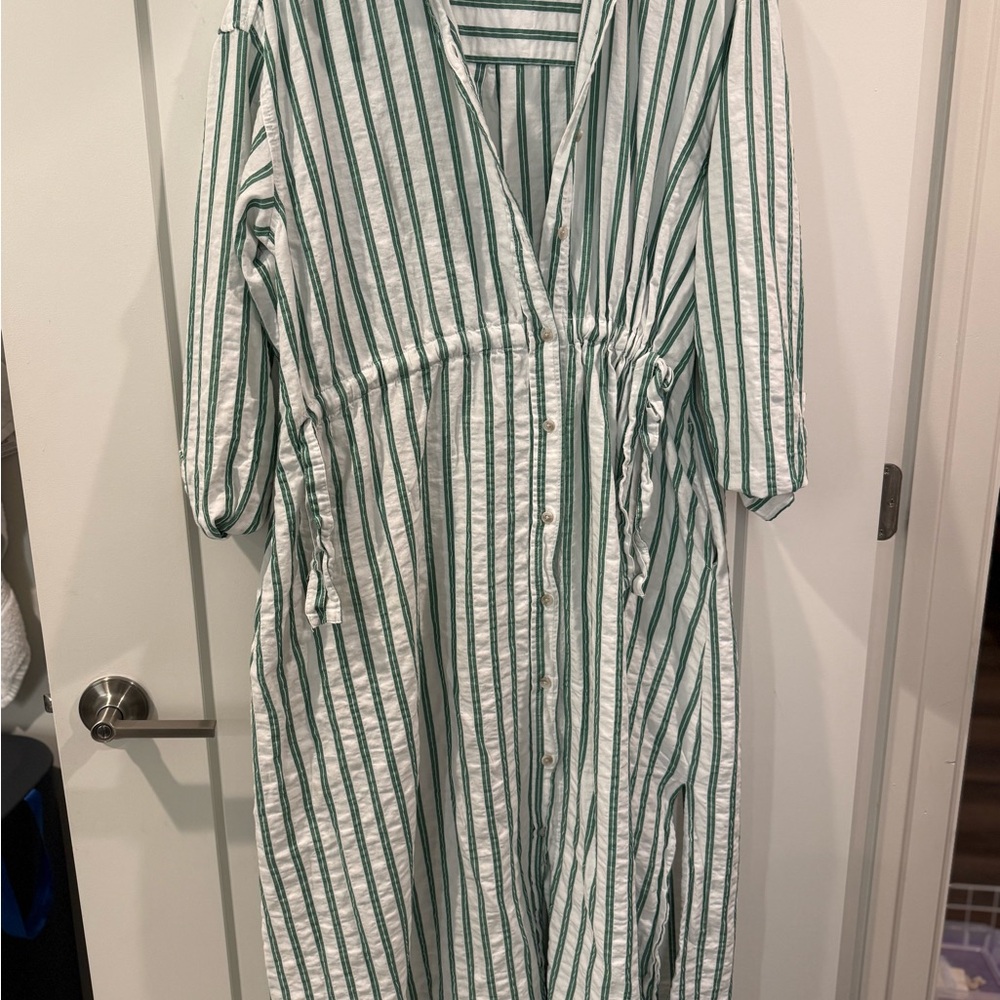 Universal Thread Green and White Striped Shirt